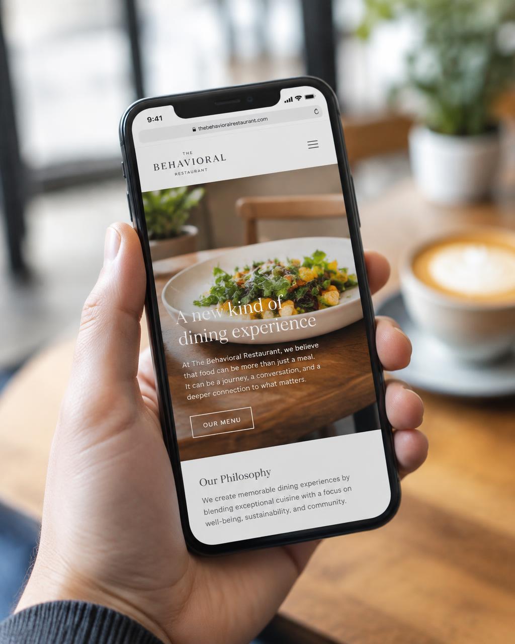 A restaurant website displayed on a phone
